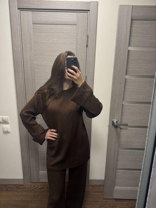Костюм CHER’17: светр + штани, шоколадний, розмір  XS/S