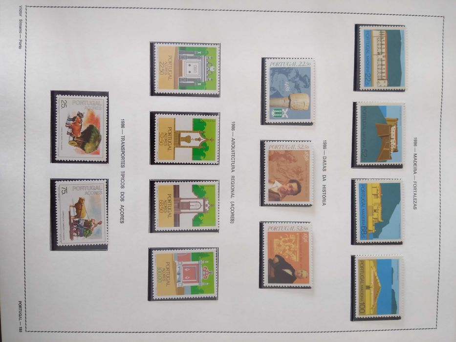 Fantástica coleção de selos de Portugal de 1980 a 1988