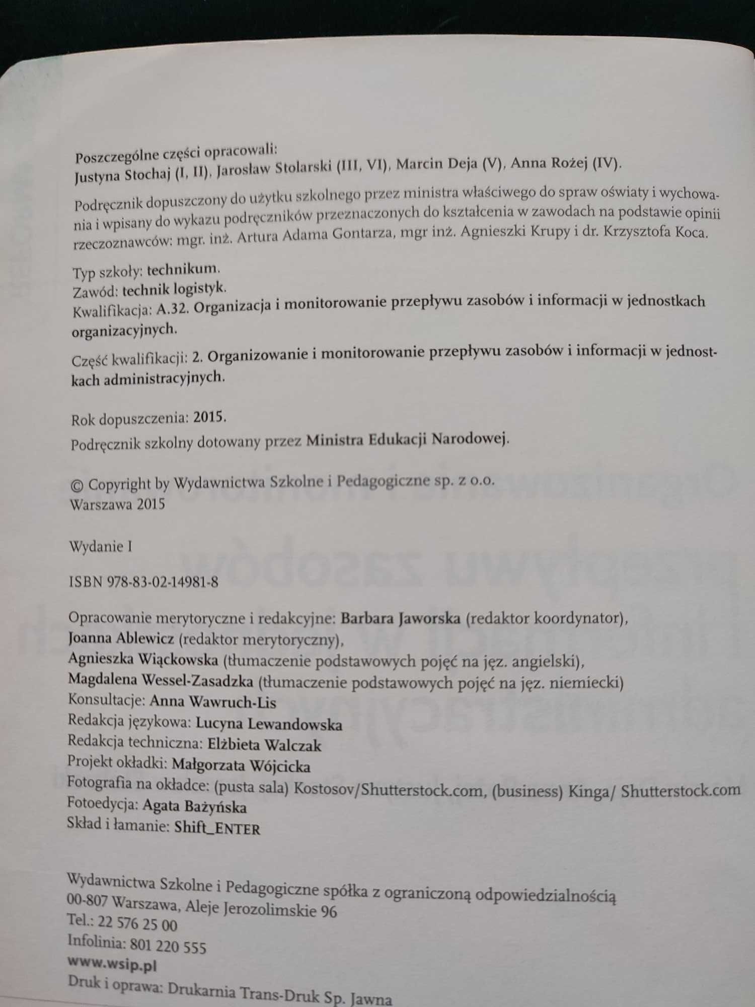 Organizowanie i monitorowanie przepływu zasobów i info. w jedn. admin.