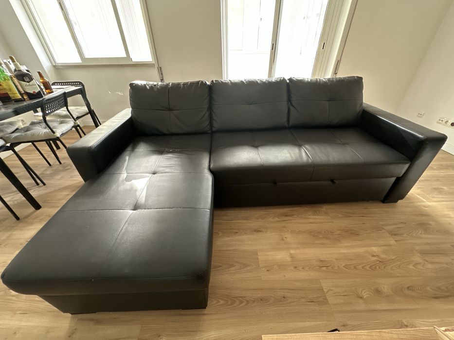 Sofá chaise longue preto