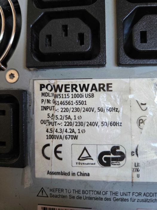 ДБЖ, Безперебійник, Інвертор Eaton PowerWare 5115 1000i (670Вт, синус)