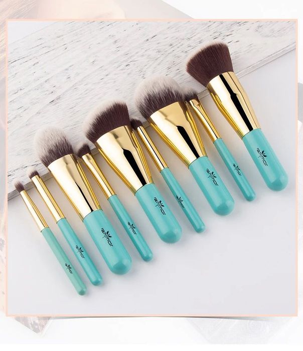 Пензлі для макіяжу 9 шт, тіффані.