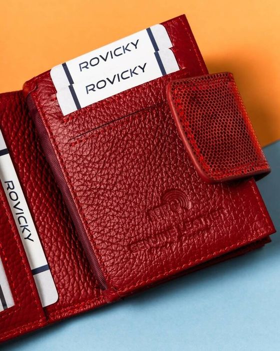 stylowy, skórzany portfel damski na zatrzask i bigiel - lorenti