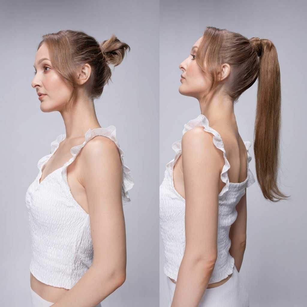 Dopinany KUCYK naturalny 50 cm włosy ludzkie kitka doczepy KOLORY!