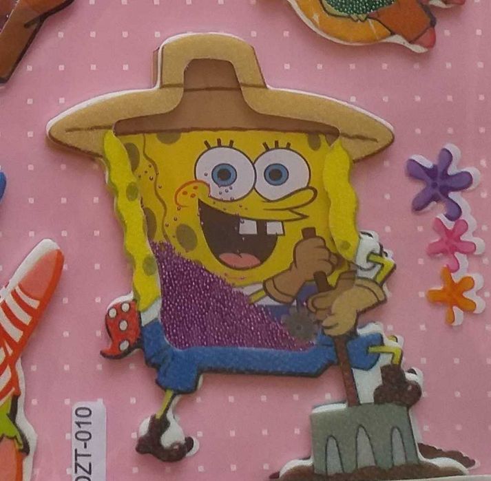 Naklejki piankowe 3D z postaciami z bajki Spongebob - 10 szt.