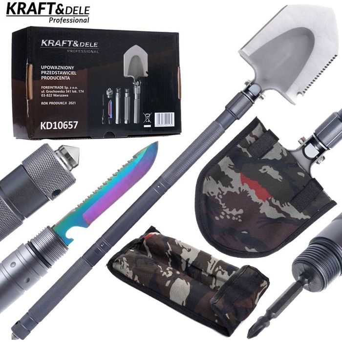 KRAFT&DELE Składana Saperka Survival Wojskowa Łopata 16w1 KD10657