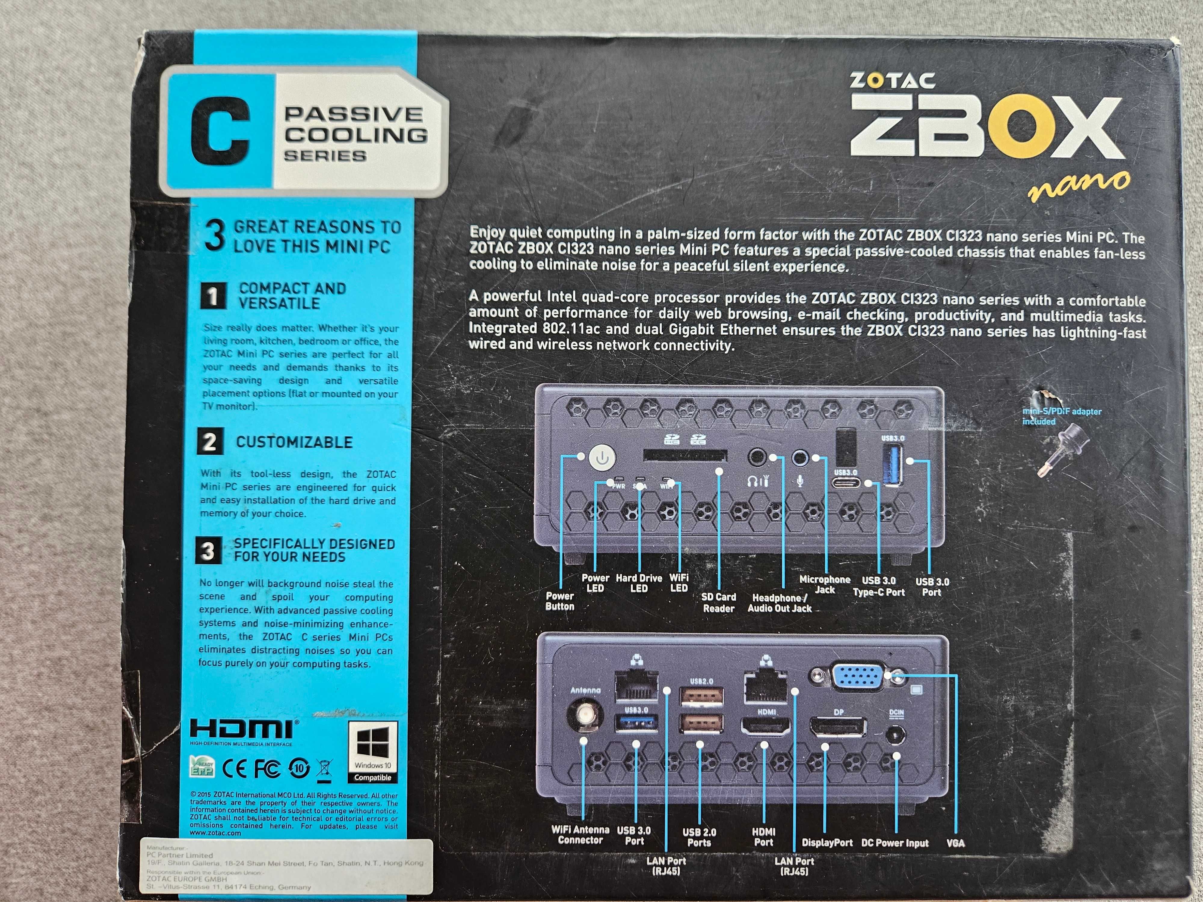 Minikomputer ZBOX CI323 nano - jak NUC