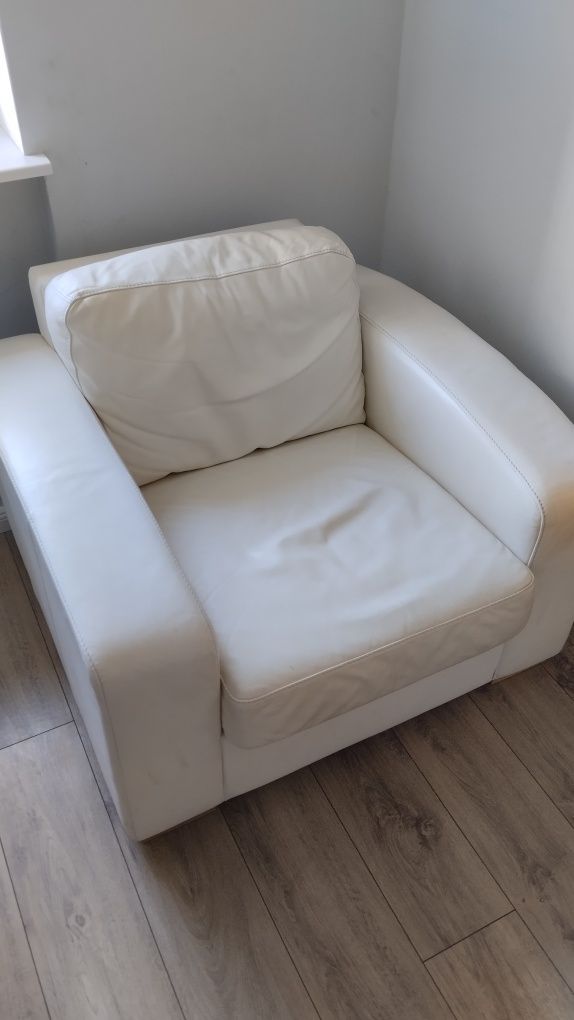 Sofa kanapa i fotel naturalna skóra MTI Furninova Okazja