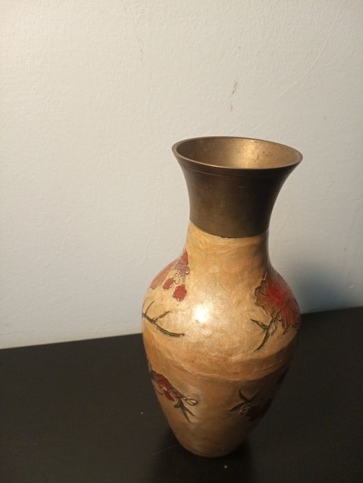 Antiga Jarra decorativa arte cloisonne (esmalte sobre metal)	- India