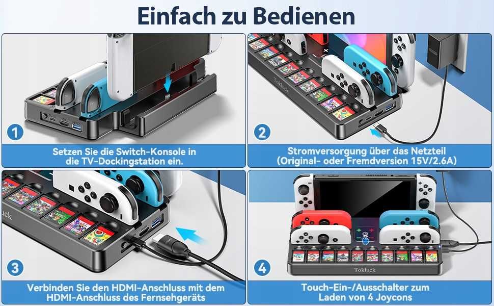 Stacja dokująca do telewizora Tokluck Switch z HDMI do Nintendo i OLED