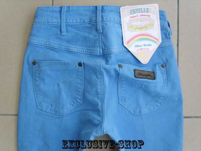 Spodnie damskie jeansy Wrangler Estelle wysoki stan W24 L32 pas 62 cm