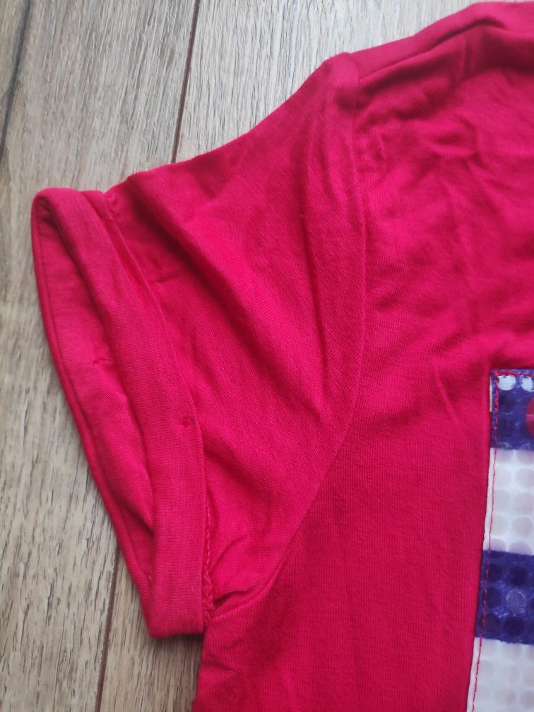 Nowa z metką cienka czerwona bluzka z dziewczynką OVS 128 Petite fille