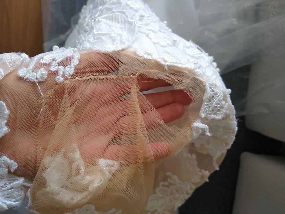 Suknia biała ślubna koronkowa z koronką S XS 34 36