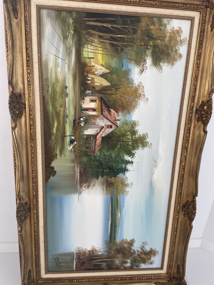 Quadro antigo com moldura dourada