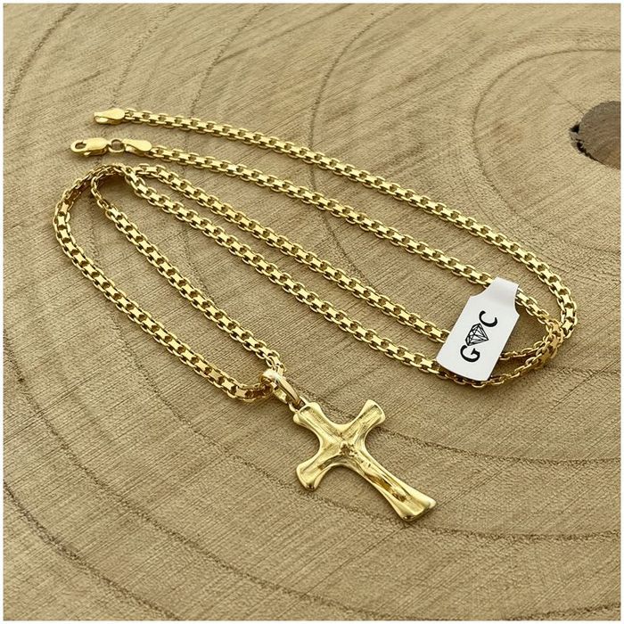 Złoty Łańcuszek Z Krzyżykiem Dla Chłopca, Pamiątka Komunii, Chrztu + G