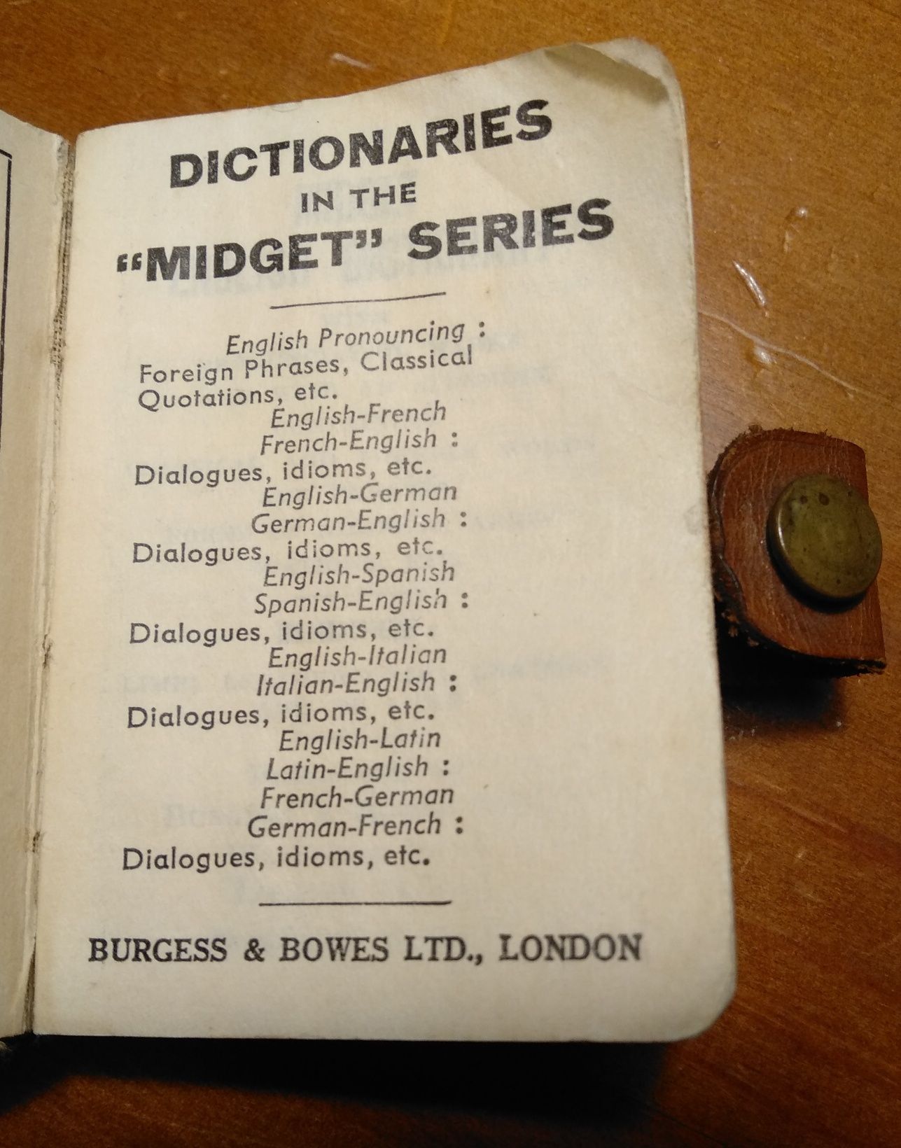 Pequeno dicionário de língua Inglesa anos 70