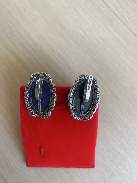 Серебряный комплект 925 пробы с авантюрином и цирконием