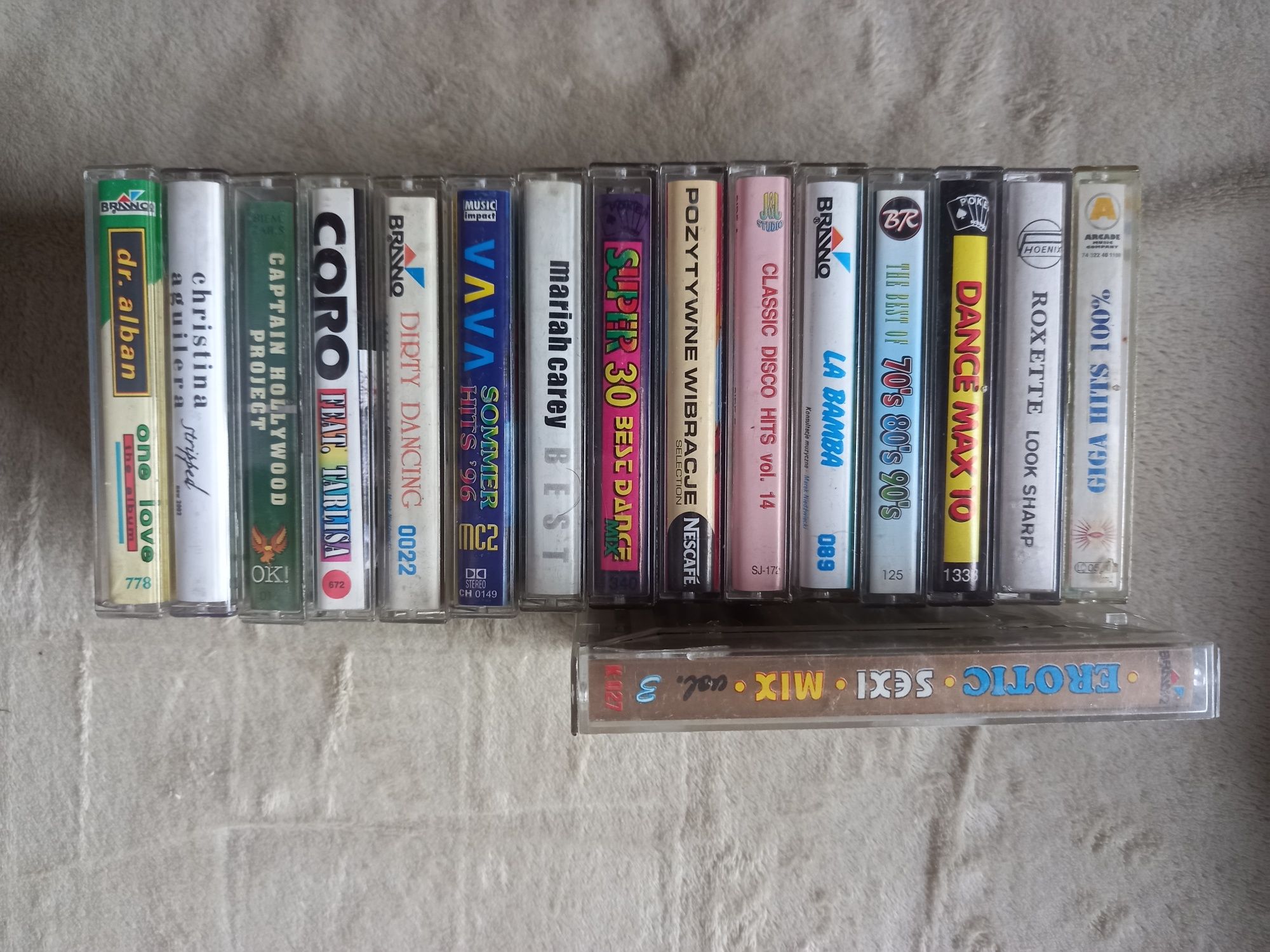 Zestaw 17 kaset disco,dance,italo,latino - składanka lat 80-90