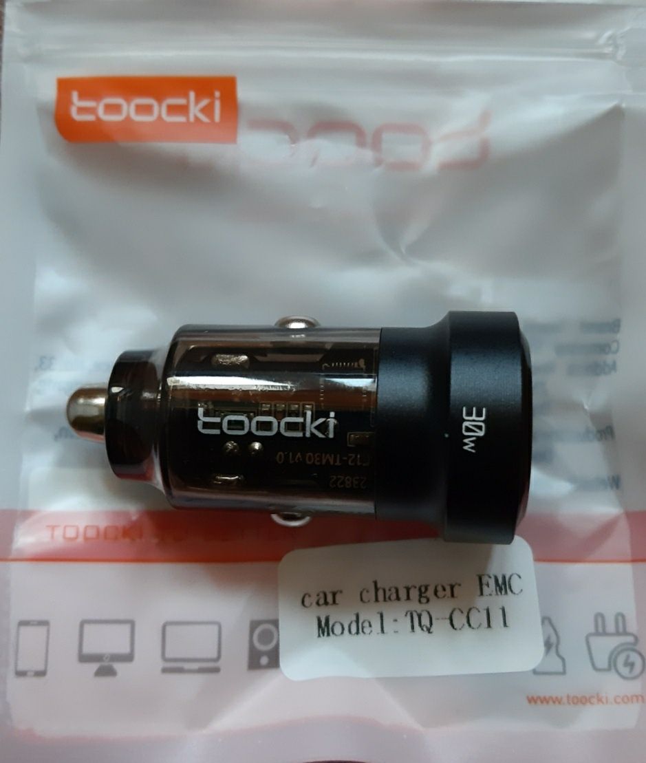 Автомобильная быстрая зарядка TOOCKI 30W USB Type-c.