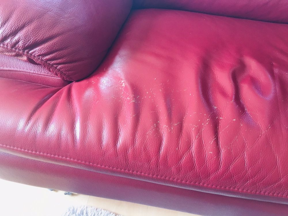Wypoczynek skórzany/ komplet sofa 2 fotele plus stolik