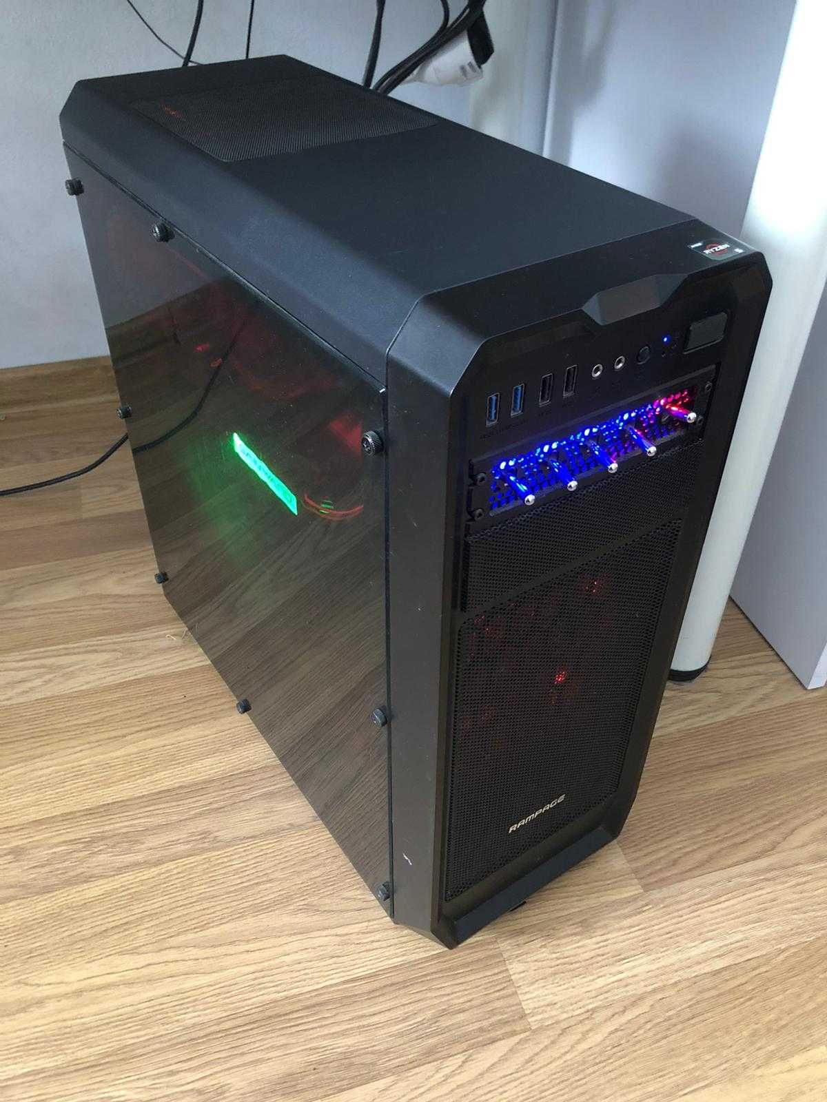 Komputer PC R5 1400 GTX 1060 6GB 16GB RAM 2 MONITORY