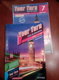 Manual e livro fichas Inglês 7 º ano "YOUR TURN"