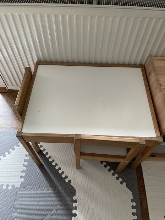 Drewniany stolik, stolik ikea, krzesełko drewniane, stolik dla dziecka