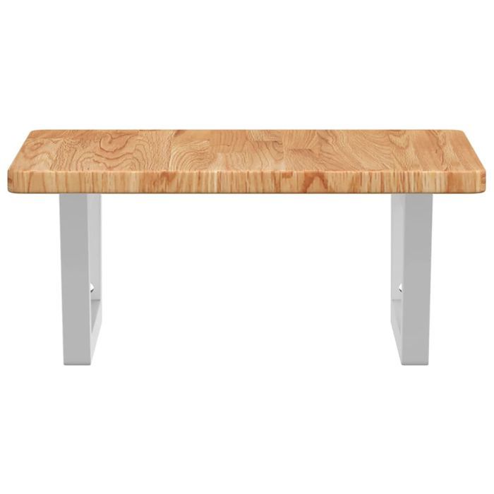 vidaXL Półka ścienna pod umywalkę, stal i lite drewno dębowe