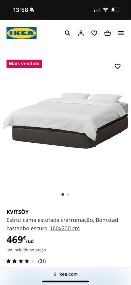 Estrutura de cama Ikea com 2 meses uso