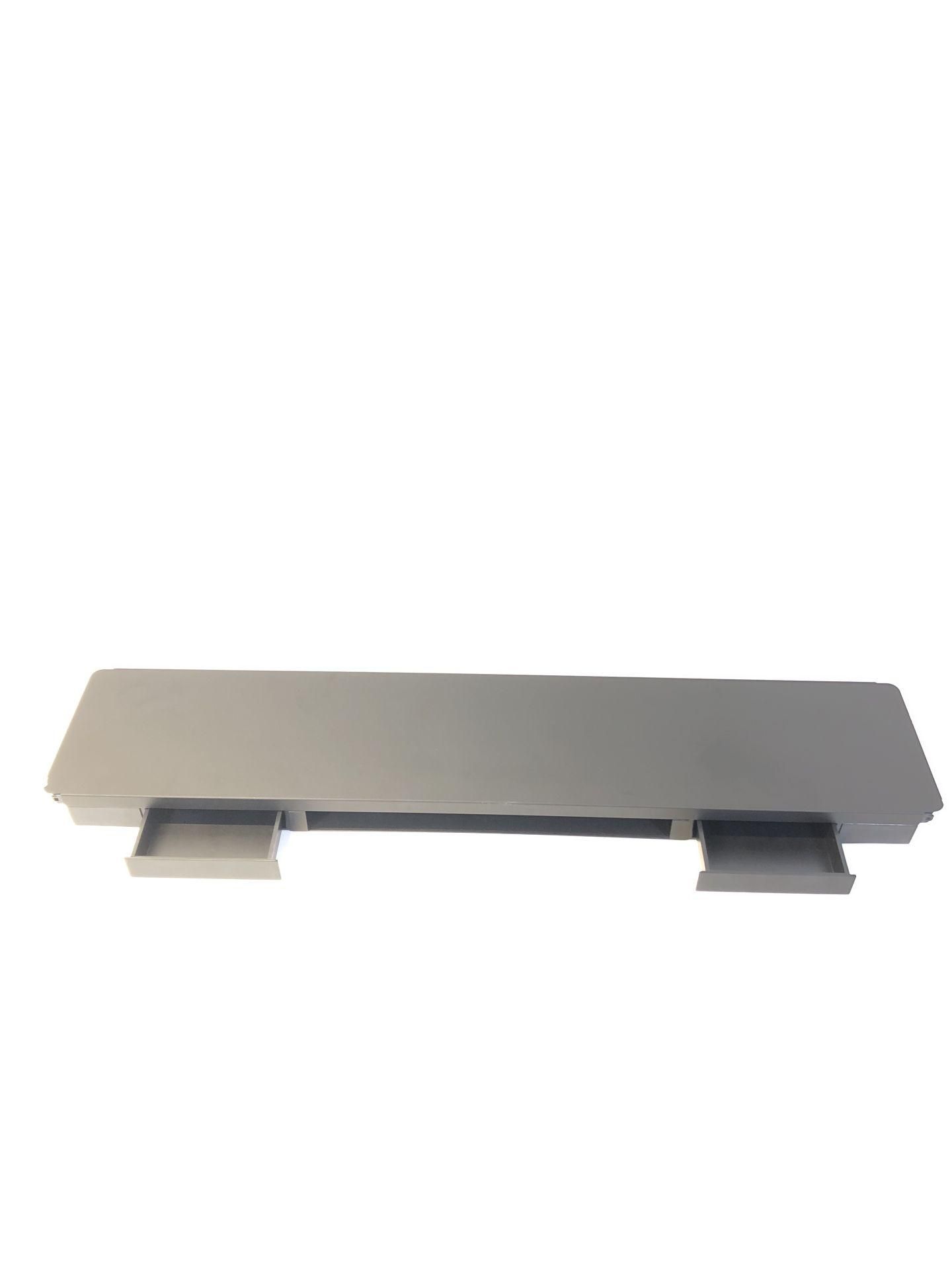 Stojak na 2 monitory z 2 szufladami i 4 portami USB, metalowy, 98,3 cm