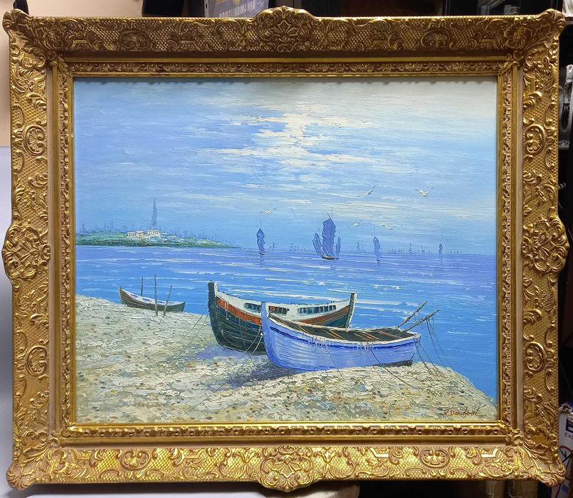 Pejzaż morski, olej/płótno, R. Danford, poł. XX w.