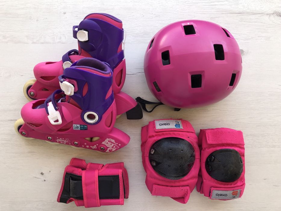 Patins e kit de proteção individual - menina Tam 28-30