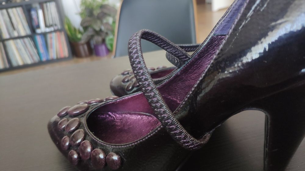 Eleganckie, fioletowe, włoskie szpilki rozmiar 36