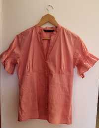 Camisa/blusa Zara manga curta riscas vermelho/branco tamanho L