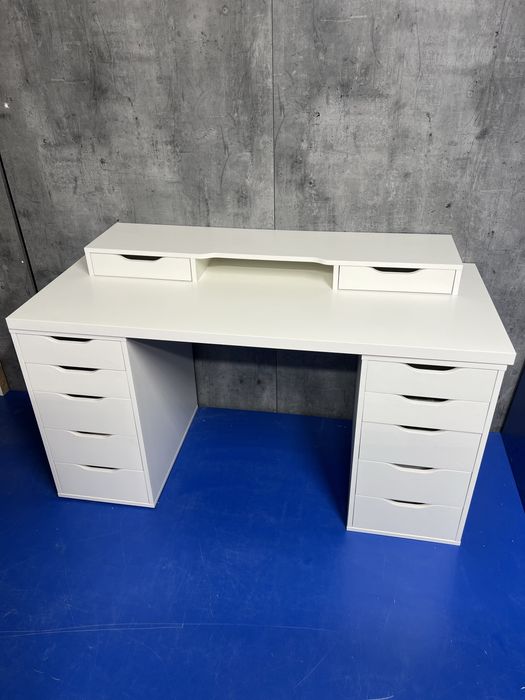 Biurko białe ikea Alex 140x60cm + nadstawka / Dostawa!