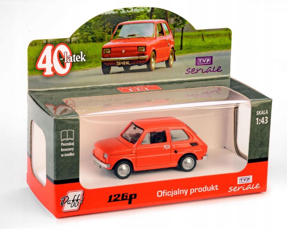 Samochód Fiat 126p czterdziestolatek kolekcja PRL Daffi