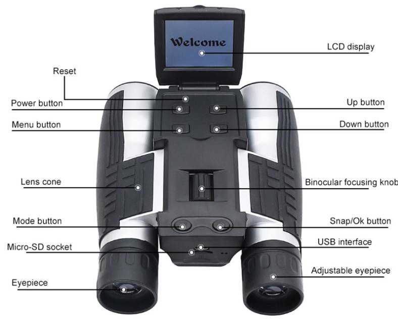 Цифровой бинокль 12x32, фото-видео, ЖК-экран 2,0 дюйма