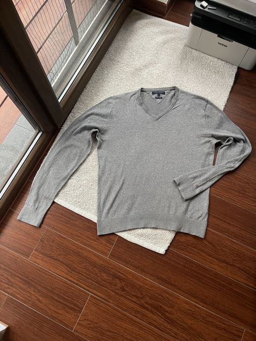 Tommy Hilfiger szary sweter meski XL bawelna i kaszmir