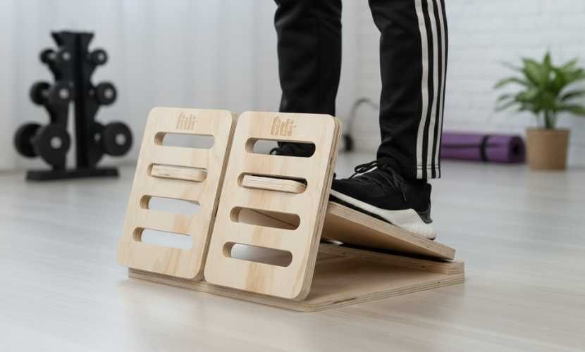Drewniana platforma do rozciągania łydek regulowana 150kg fizjoterapia