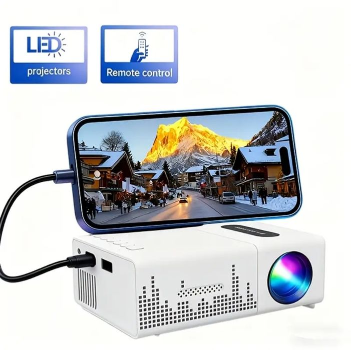 Led проектор. HDMI, USB, tip C, miniSD