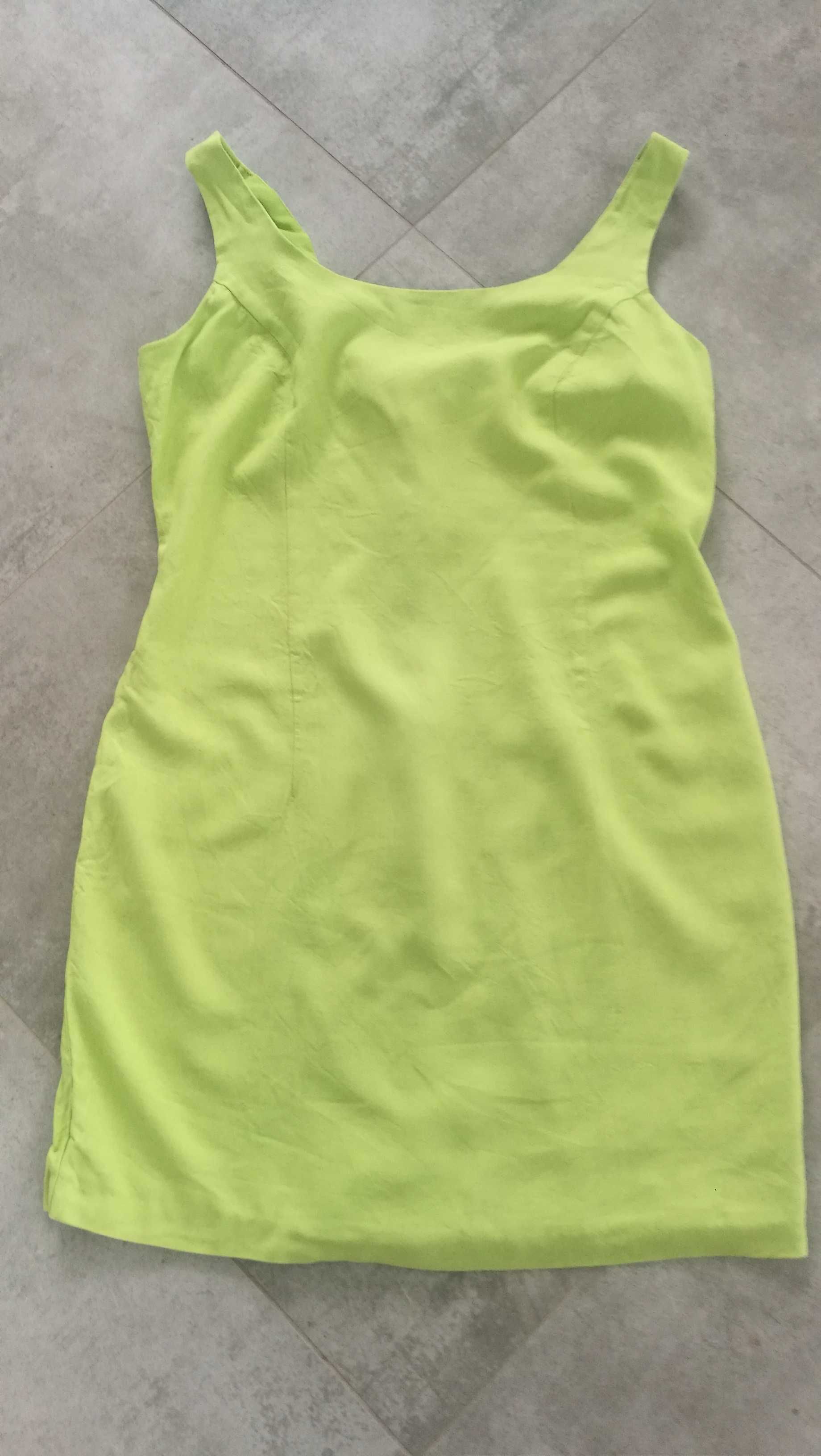 Zielona sukienka S/M limonkowa letnia