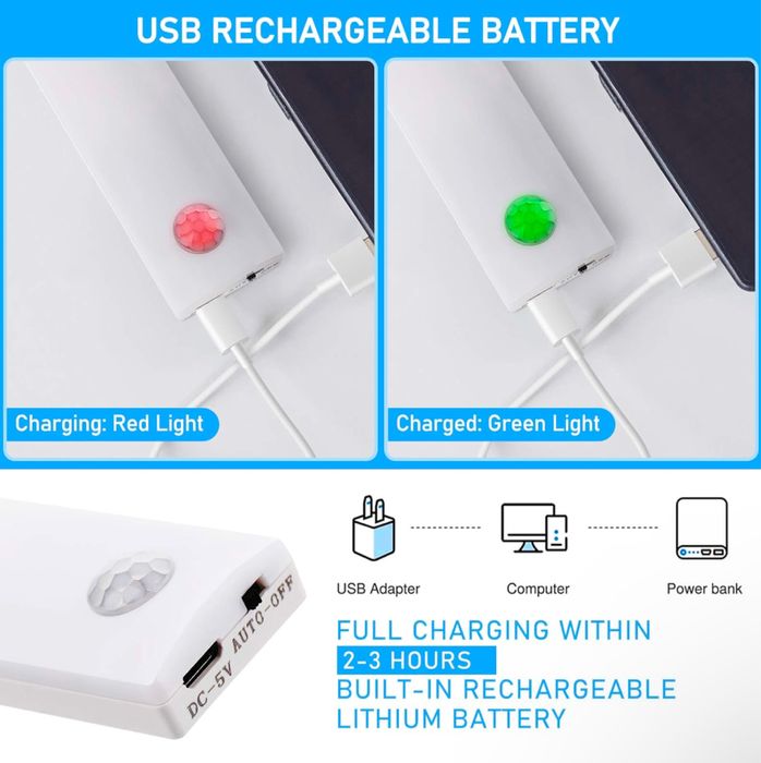 Акамуляторна лампа автоматична датчік руху,магн.кріп.сенсор освітлення