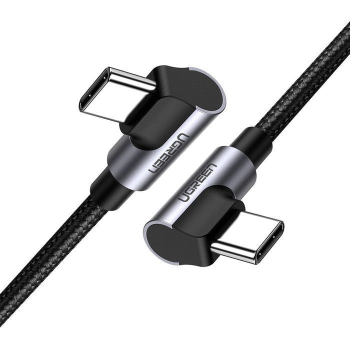 Ugreen kątowy kabel z bocznym wtykiem USB C - USB C PD QC FCP 3A 1m