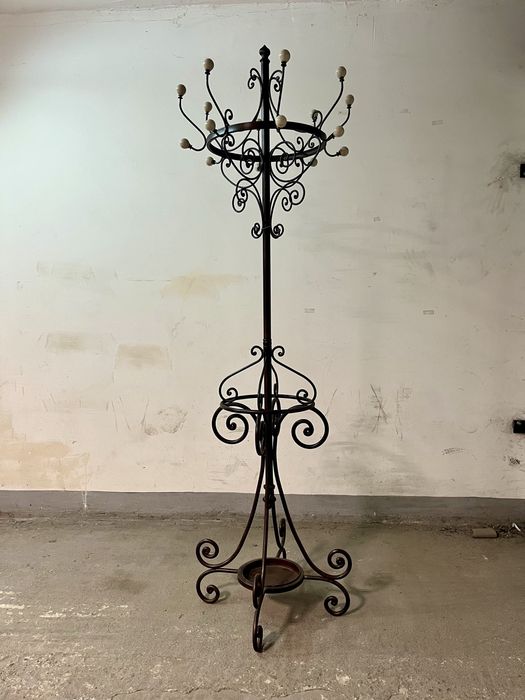 Stojący Wieszak Kute Żelazo z Ceramicznymi Gałkami solidny i ciezki