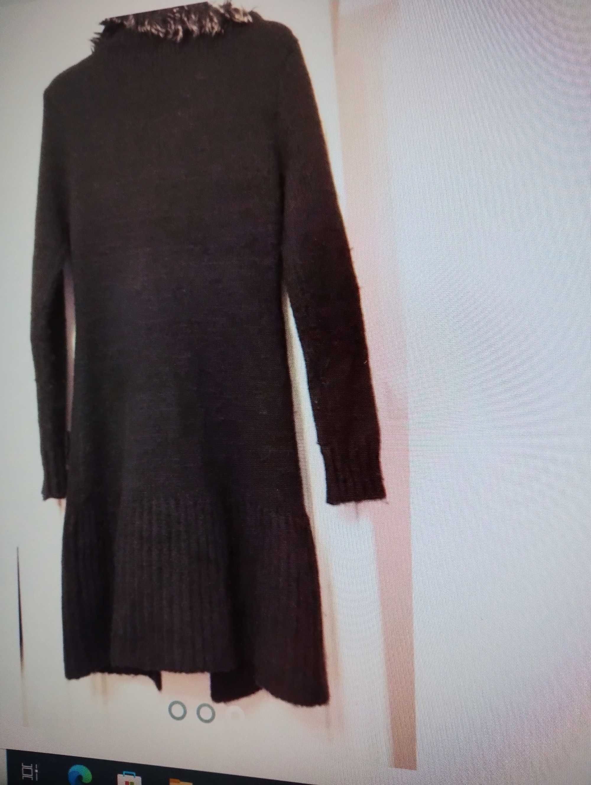 Atrakcyjny długi czarny swetr L/XL