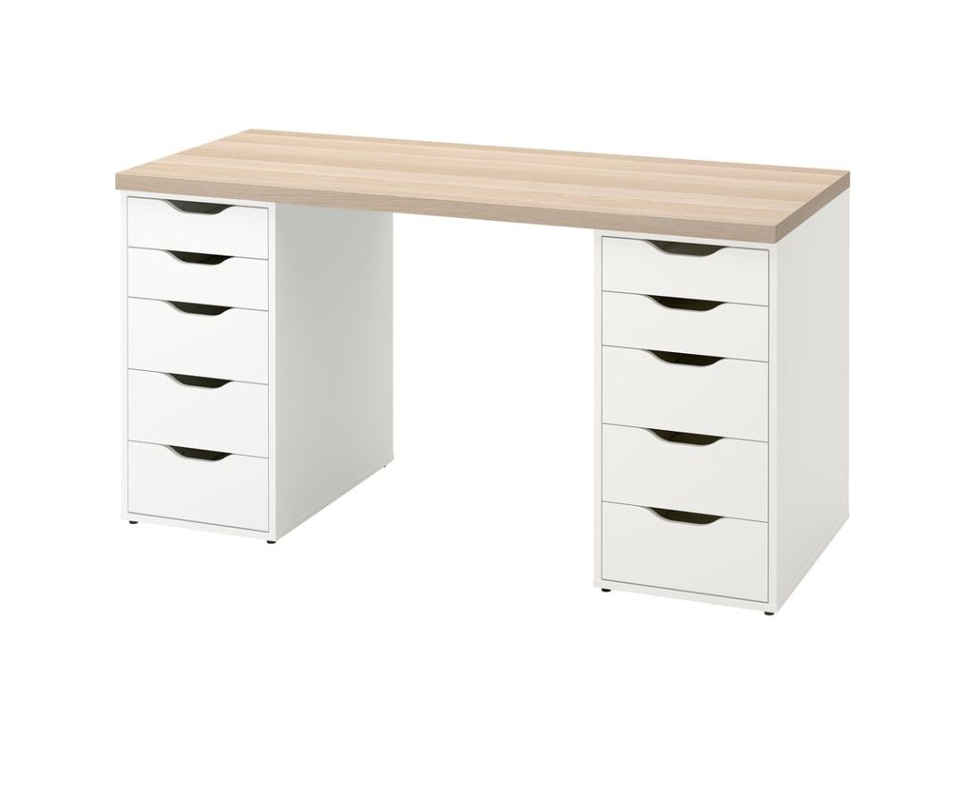 Secretaria grande com blocos de gavetas 200x60