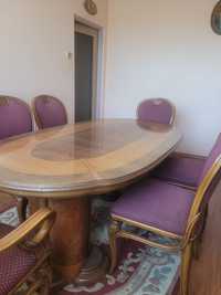 Stół dębowy + 6 krzeseł dębowych