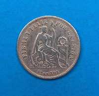 Peru 1/5 sola rok 1864, dobry stan, srebro 0,900