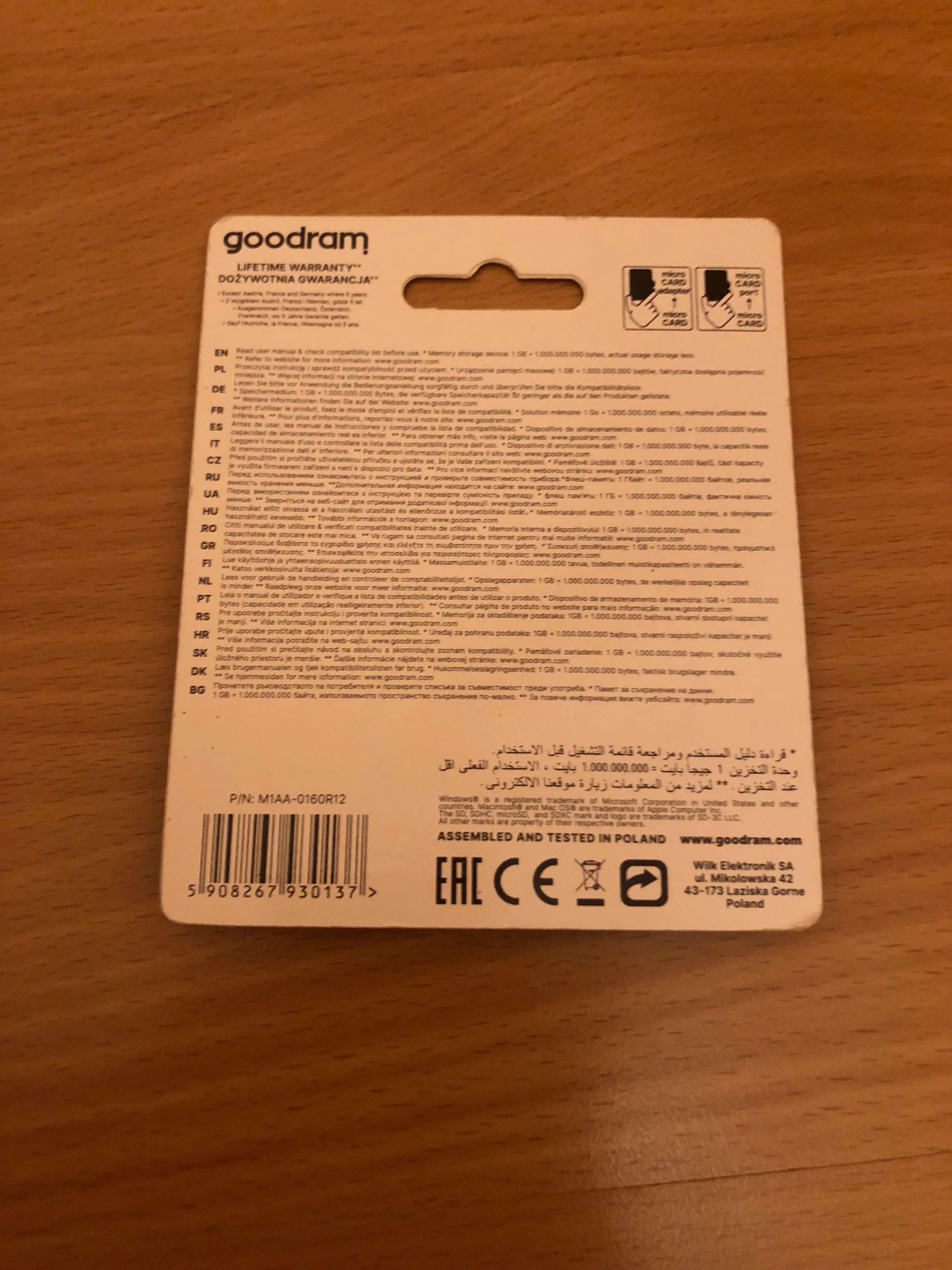 Cartão de memória 16 GB
