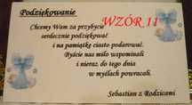 Etykiety karteczki bileciki podziękowanie Chrzest komunia urodziny